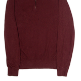 BEN SHERMAN Mens Jumper Maroon 1/4 Zip Waffle Knit M