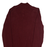 BEN SHERMAN Mens Jumper Maroon 1/4 Zip Waffle Knit M