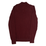 BEN SHERMAN Mens Jumper Maroon 1/4 Zip Waffle Knit M
