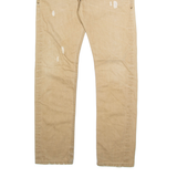 DIESEL Distressed Pleather Womens Jeans Beige Slim Straight W28 L30
