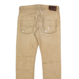 DIESEL Distressed Pleather Womens Jeans Beige Slim Straight W28 L30