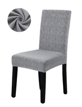 Anyseat Grey Black Writing Design Chair Cover – Elastic Slipcover with Anti‑Dirt Protection for Dining Room, Kitchen, Wedding, Hotel, Banquet & Restaurant