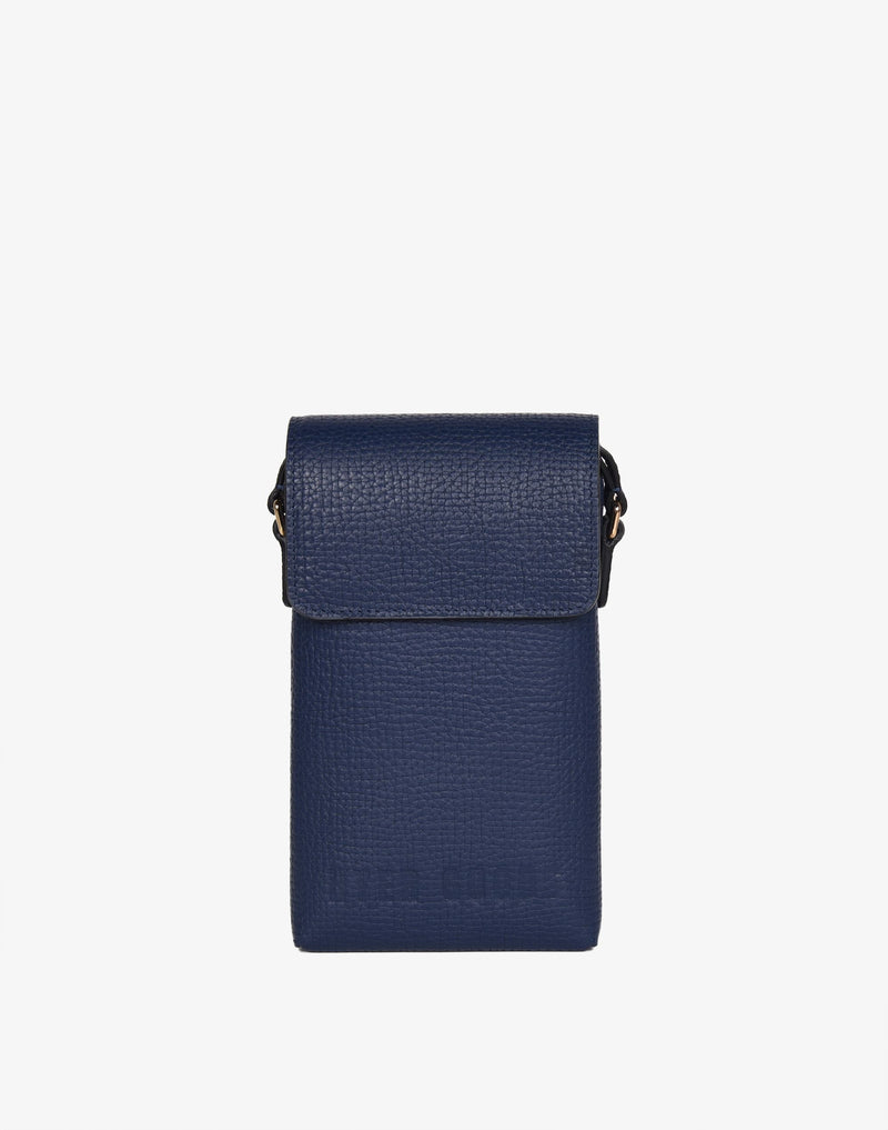 hyer goods recycled leather phone sling bag navy blue#color_navy-blue