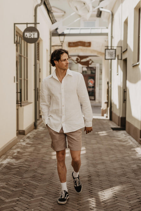 Hector classic linen shirt in White