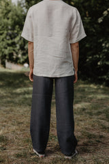 Adonis classic linen pants in Charcoal