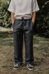 Adonis classic linen pants in Charcoal