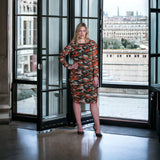 Boudicca Orange Camouflage Ruched Midi Dress -Inclusive Plus Size up to UK 20 / US 16