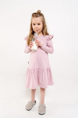Organic cotton pink dress with sheep