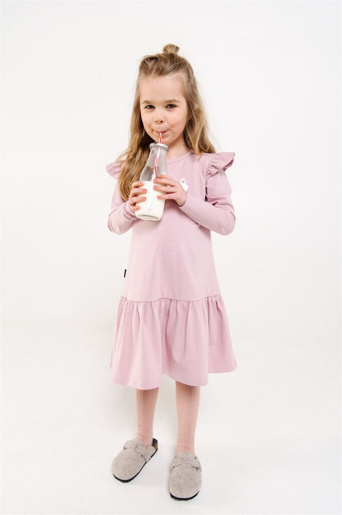 Organic cotton pink dress with sheep
