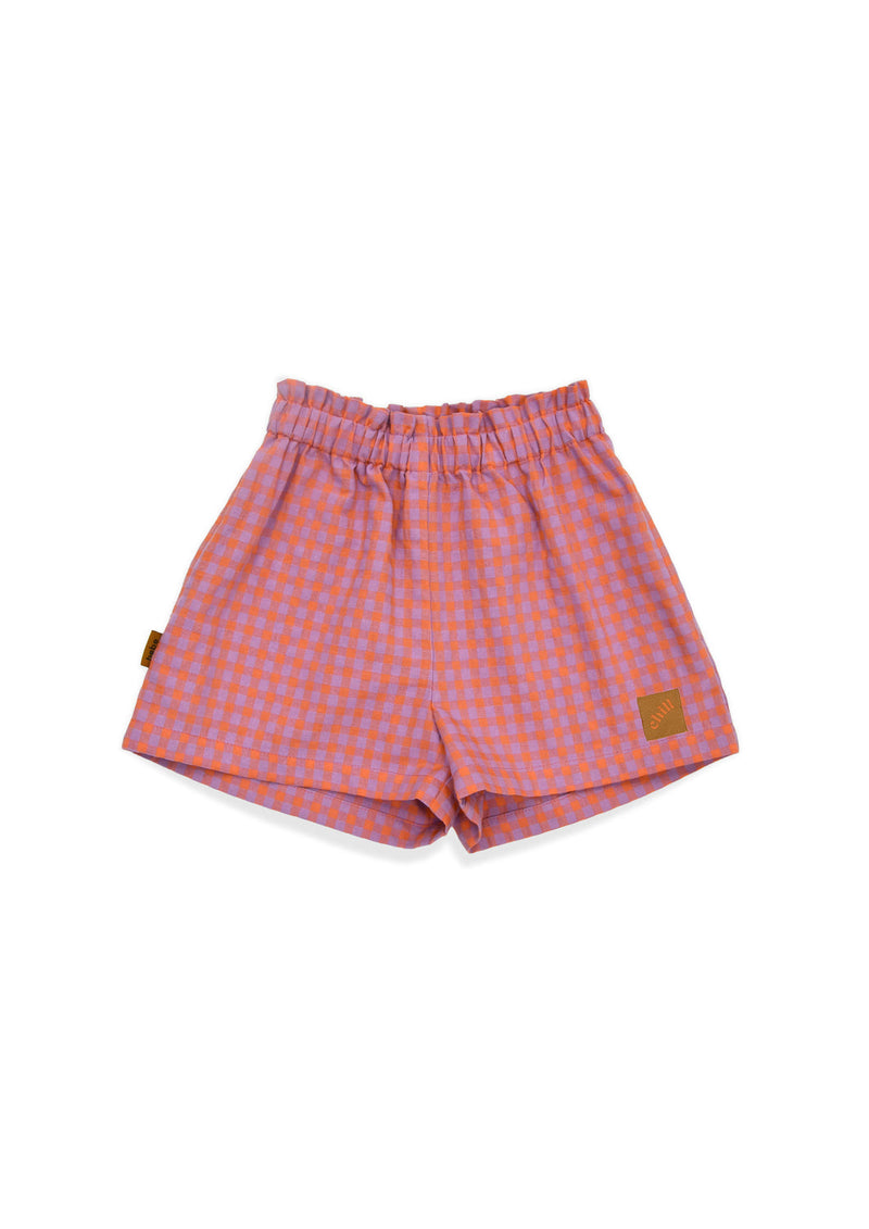 Girls checked shorts - Orange/Lilac