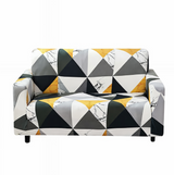 Anyseat 2-Seater Sofa Cover – Yellow White Geometric Style Slipcover for Living Room Chair Protection