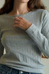 Heather Pointelle Long Sleeve