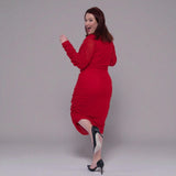 Plus Size Red Ruched Midi Dress - Boudicca - Up to UK 18/US 14