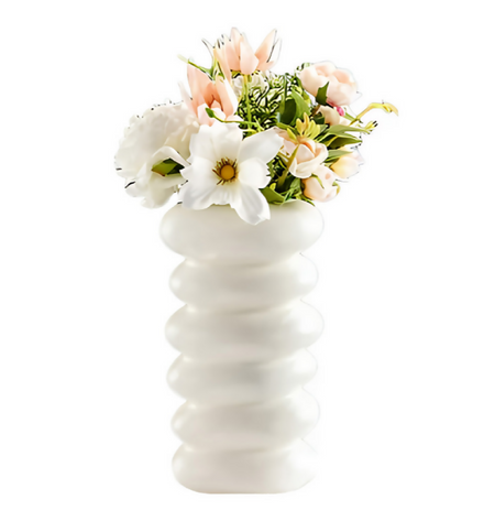 ANYDECO Flower Vase White Medium Nordic Plastic Spiral Pot Home Decor