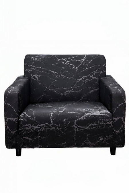 Anyseat 1-Seater Sofa Cover – Marble Black Geometric Style Slipcover for Living Room Chair Protection