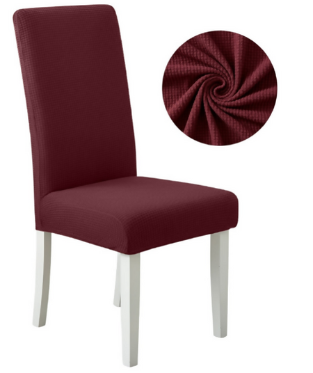 Anyseat Wine Red Waterproof Chair Cover – Corn Kernel Pattern Stretch Slipcover for Dining Room