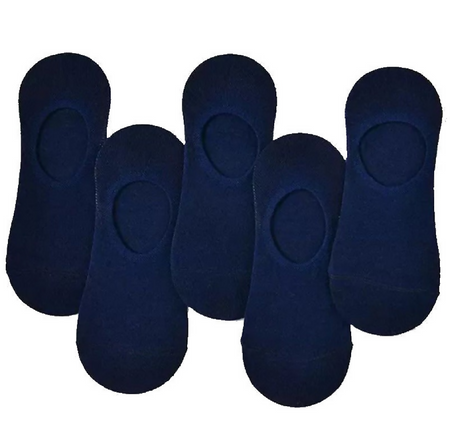 Anyfootwear 5 Pairs Size 10-14 Navy Blue Men Women Fashion Socks Cotton Long Crew Socks High Quality Office Business Sports Skateboard Knitted Casual