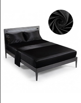 Anycozy Fitted Sheet King Size Black Luxury Silky Beddings Set with Pillow Cases