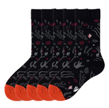 Anyfootwear 5 Pairs Size 5-9 Unisex Long Socks Cartoon Random Plant Nature Print Design Warm Winter Socks Comfortable Casual Foot Accessories