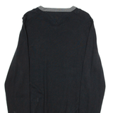TOMMY HILFIGER Mens Jumper Black V-Neck Tight Knit M