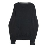 TOMMY HILFIGER Mens Jumper Black V-Neck Tight Knit M