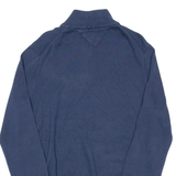 TOMMY HILFIGER Mens Jumper Blue 1/4 Zip Tight Knit L