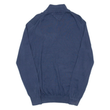 TOMMY HILFIGER Mens Jumper Blue 1/4 Zip Tight Knit L