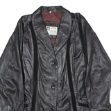 ERREDOS Womens Blazer Jacket Black Leather 90s Striped M
