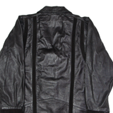 ERREDOS Womens Blazer Jacket Black Leather 90s Striped M