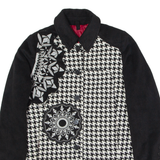 DESIGUAL Mandala Womens Overcoat Coat Black Knit Herringbone XL