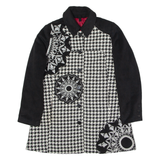 DESIGUAL Mandala Womens Overcoat Coat Black Knit Herringbone XL