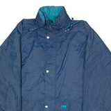 HELLY HANSEN Mens Rain Coat Blue 90s Hooded 2XL