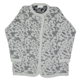 J.J. BROWNE Womens Jacket Grey Knit Wool 80s Floral UK 12