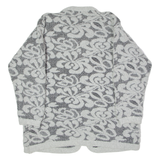 J.J. BROWNE Womens Jacket Grey Knit Wool 80s Floral UK 12