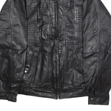 Mens Biker Jacket Black Leather 90s L