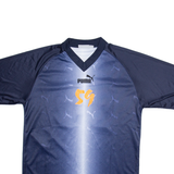 PUMA Mens T-Shirt Blue V-Neck L