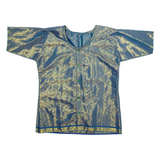 Mens T-Shirt Blue Button Neck S