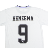 REAL MADRID #9 Benzema Fan Mens T-Shirt White Crew Neck M
