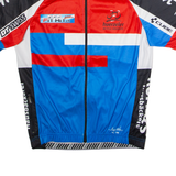 MAX HUERZELER Full Zip Cycling Mens Jersey Blue High Neck M