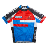 MAX HUERZELER Full Zip Cycling Mens Jersey Blue High Neck M