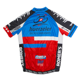 MAX HUERZELER Full Zip Cycling Mens Jersey Blue High Neck M