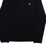 LYLE & SCOTT Mens Polo Shirt Black Long Sleeve M