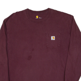 CARHARTT Mens T-Shirt Maroon Long Sleeve XL