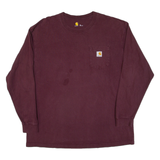 CARHARTT Mens T-Shirt Maroon Long Sleeve XL