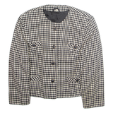 Womens Blazer Jacket White Wool Gingham M