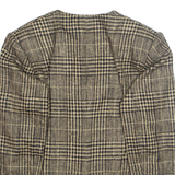 Womens Blazer Jacket Beige Wool Plaid M
