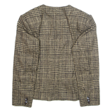 Womens Blazer Jacket Beige Wool Plaid M