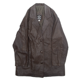 Mens Jacket Brown Faux Leather L