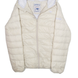 KANGOL Womens Puffer Jacket Cream Hooded M