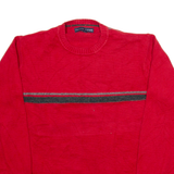 TOMMY HILFIGER Mens Jumper Red Tight Knit L